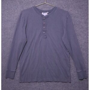 Jungmaven Hemp Mountain Henley Long Sleeve Shirt Men Medium Gray Slate Blue Gray